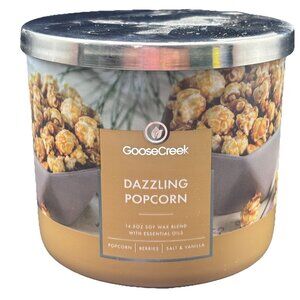 Goose Creek Dazzling Popcorn 3-wick Candle 14.5 oz Jar Gourmand Caramel Butter